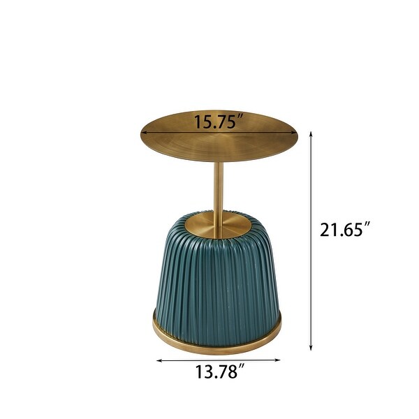 Metal Covered Side Table, Small Sofa Table, Exquisite End Table with Gold Table Top, Living Room Side Table