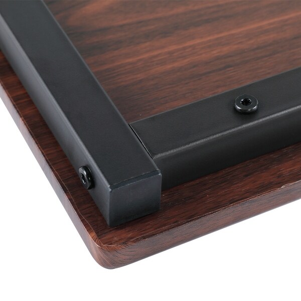 Sofa Side Table, C Shaped End Table, Portable Bedside Workstation, Laptop Holder with Metal Frame, Small Spaces, Coffee Brown