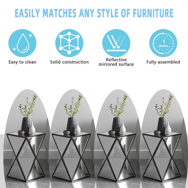 Side Table Silver Accent Table, Drum End Table for Living Room Bedroom