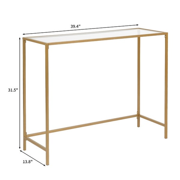 Modern Console Sofa Table, Tempered Glass Entryway Table for Hallway