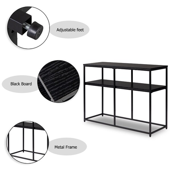 Industrial Style Porch Table Double Black Oak Triamine Board,Foyer Sofa Table Narrow for Entryway, Living Room, Hallway - 41.34