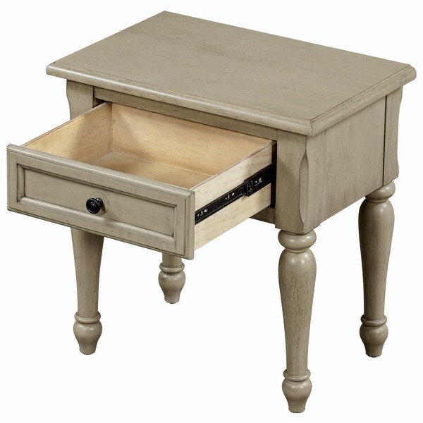 Wood 1 Drawer Nightstand for Nursery, Kid Room, Bedroom, Stone Gray