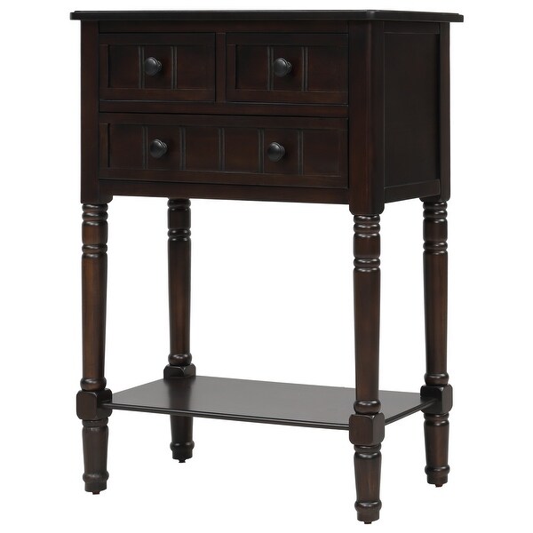 Narrow Console Table; Slim Sofa Table with Three Storage Drawers and Bottom Shelf for Living Room; Easy Assembly - 31.1