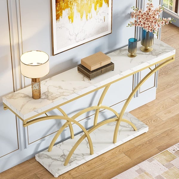 70.86 Inch Long Console Table Gold Sofa Table for Entryway