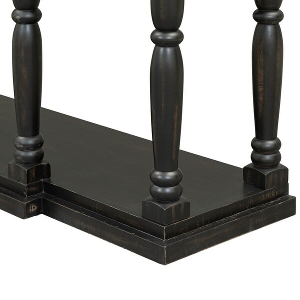 Solid Wood Console Table w/4 Drawers and Shelf for Hallway, Living Room