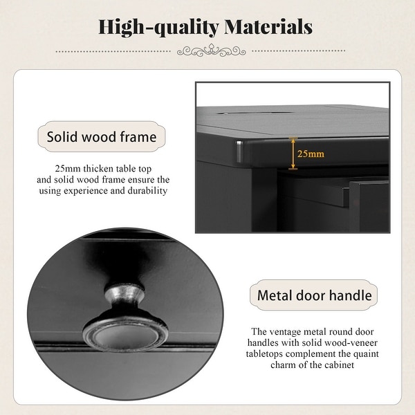 Retro Stylish Nightstand, Two tone Vintage Livingroom End Table Side Table