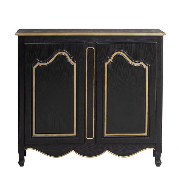 Accent Storage Cabinet with 2 Doors,Pure Hand Drawn,Solid Wood Legs