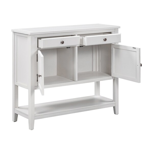 39'' Modern Console Table Sofa Table for Living Room with 2 Drawers, 2 Cabinets and 1 Shelf