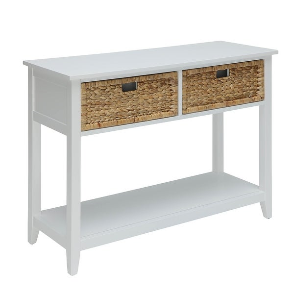 Modern Style Console Table, Sofa Table With 2 Baskets And Shelf