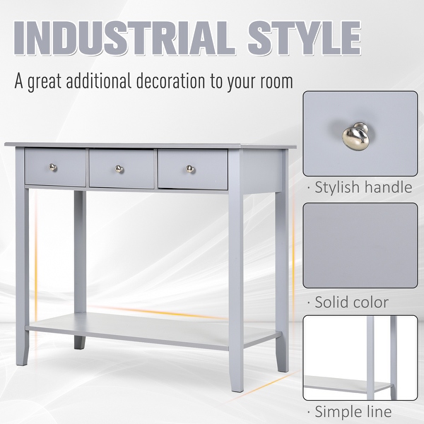 HOMCOM Console Table Industrial Desk with Drawer Bottom Shelf and Large Tabletop for Pictures, Great for the Entryway