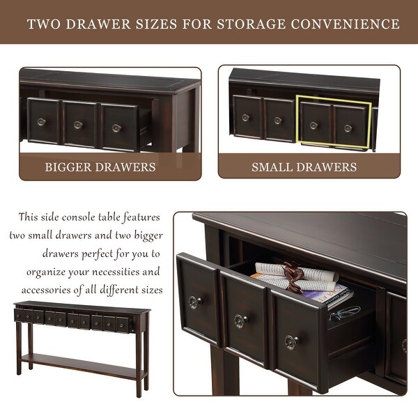Rustic Entryway Rectangle Console Table, 60