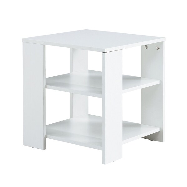 Square wooden Side Table,3-tier End Table