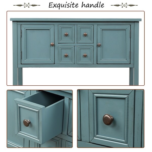 Cambridge Series Buffet Sideboard Console Table with Bottom Shelf (Dark Blue),Narrow for Entryway, Living Room, Hallway - 46