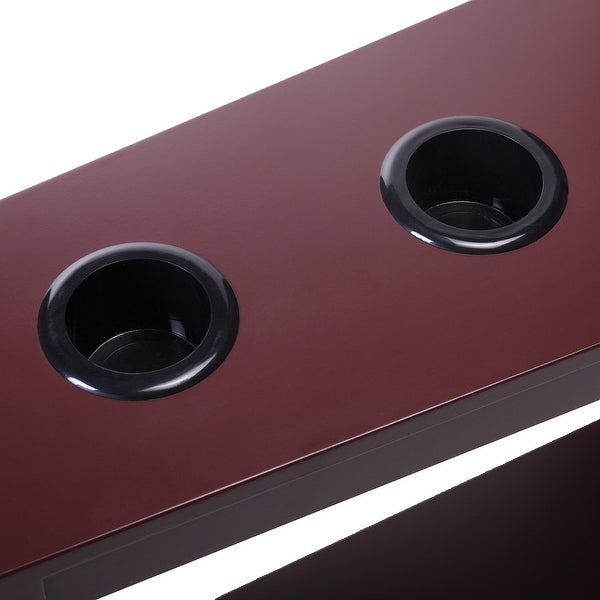 Narrow Side Table/Coffee Table with Storage Open Shelf,Cup Holders and USB Charging Station