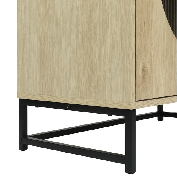Storage Cabinet with Glass Door, No handle design,Push to open the door,Sideboard Buffet Cabinet for Kitchen,Dining Room