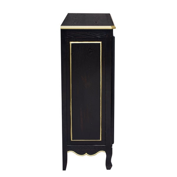 Accent Storage Cabinet with 2 Doors,Pure Hand Drawn,Solid Wood Legs