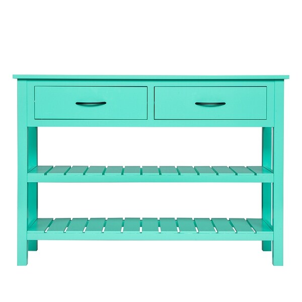 3-Tier Console Table with 2 Drawers, Sofa Table with Storage Shelves