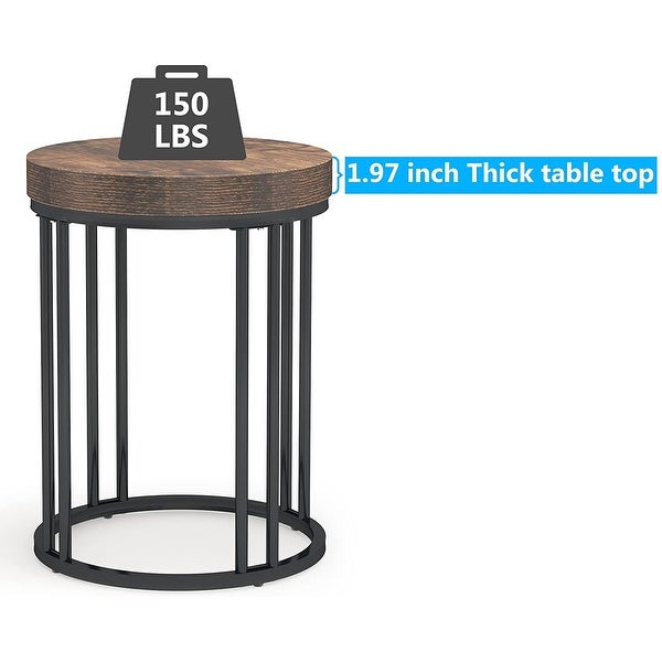 Round Side Table End Table for Living Room Bedroom, Thick Sturdy - 9.69 x 9.84 x 23.62 inches