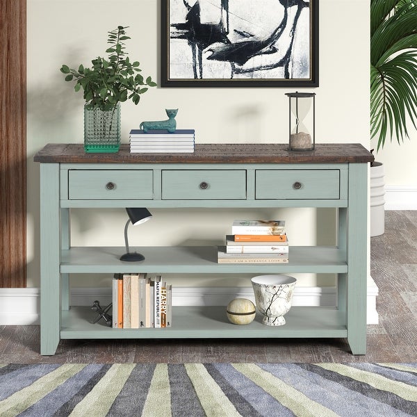Side Table Console Table, Sofa Side Table with 3 Drawers and 2 Shelves