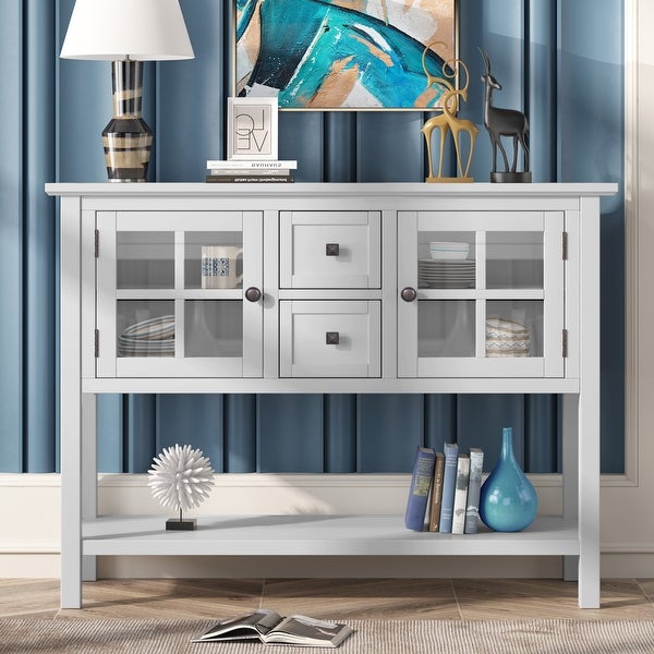 45'' Modern Console Table with 2 Drawers, 2 Cabinets and 1 Shelf
