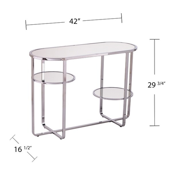 SEI Furniture Mabrick Sliver Mirrored Console Table w/ Shelves