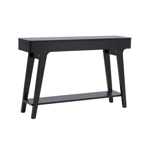 Lue 47 Inch Wood Console Sofa Table, 1 Drawer, Bottom Shelf, Black
