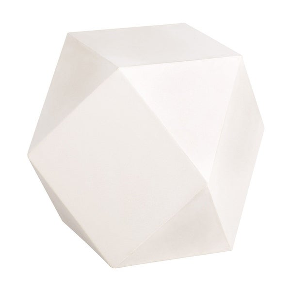 Geometric Shape Concrete Accent Table with Faceted Sides, Cream