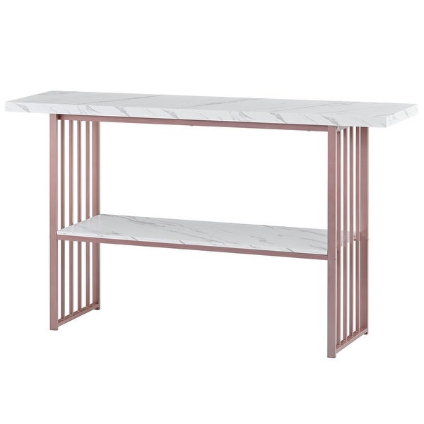63'' Console Table with 2 Shelves, Extra Long Entryway Table with Metal Frame