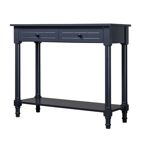 2-Tier Console Table with 2 Drawers, Sofa Table with Storage Shelves