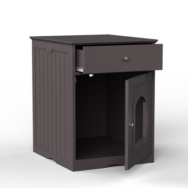 Wooden Pet House Side Table with Drawer,Espresso