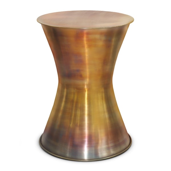 WYNDENHALL Cliona Industrial 15 inch Wide Metal Metal Side Table in Tarnished Brass, Fully Assembled