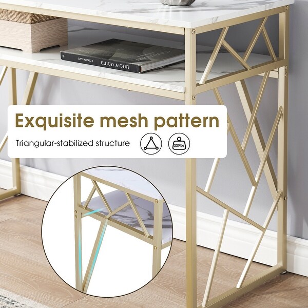 ivinta Modern Narrow Console Table with Storage, White Entryway Table