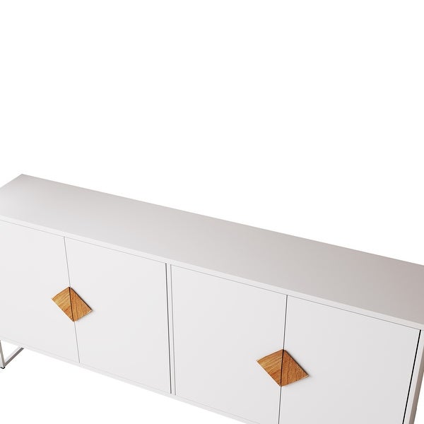 White Modern Sideboard,Kitchen Storage Cabinet with Metal Legs