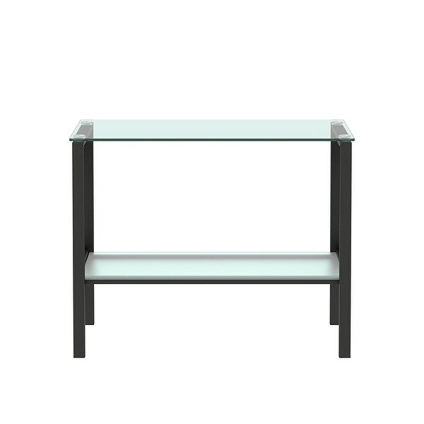 Modern Rectangular Glass Console Table With Two shelves
