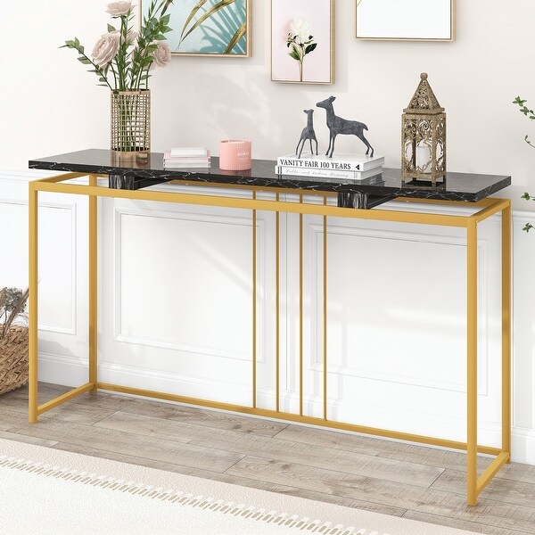 Console Table, Extra Long Entryway Table with Metal Frame
