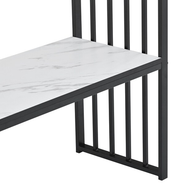 Faux Marble Console Table with 2 Shelves, Extra Long 63