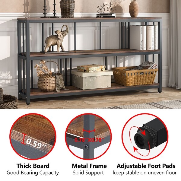 3 Tiers Sofa Table, Narrow Long Sofa Table with Storage Shelves - 11.81