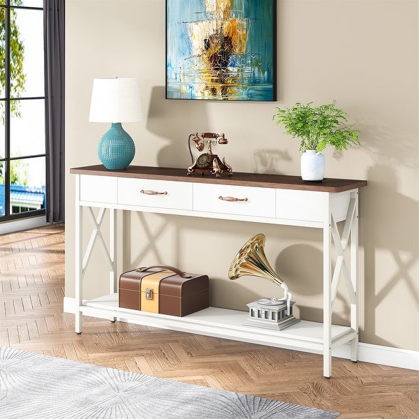 Sofa Table, Narrow Industrial Console Table,Entryway Table with Drawer