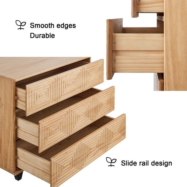 BIKAHOM Solid Wood 3 Drawer Dresser for Bedroom, Storage Organizer for Hallway,Stylish Dressers, Side Table for Living Room