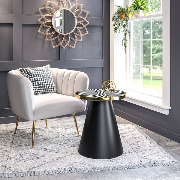 Fission Side Table White, Gold and Black - 18.1