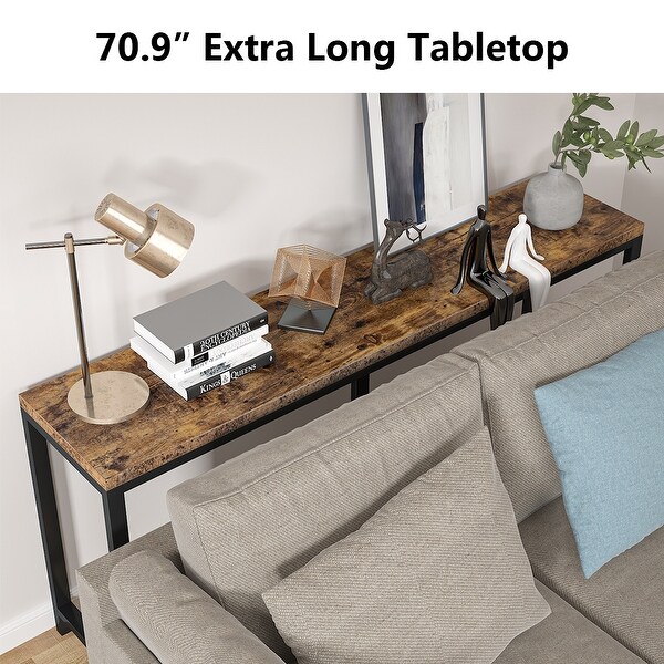 Extra Long Sofa Couch Console Table, 71inch Narrow Entryway Hallway Table