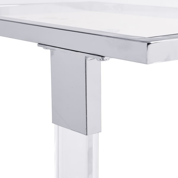 Sofa Table,Glass Top C Shape Square Table