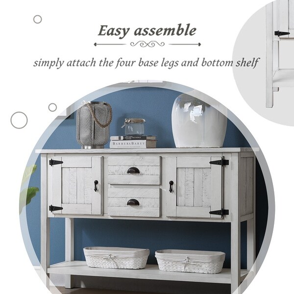 48'' Console Table with 2 Drawers, Cabinets and Bottom Shelf, Retro Style Storage Cabinet for Living Room