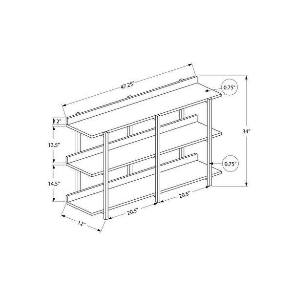 Accent Table, Console, Entryway, Narrow, Sofa, Living Room, Bedroom, Metal, Laminate, Contemporary, Modern - 47.25