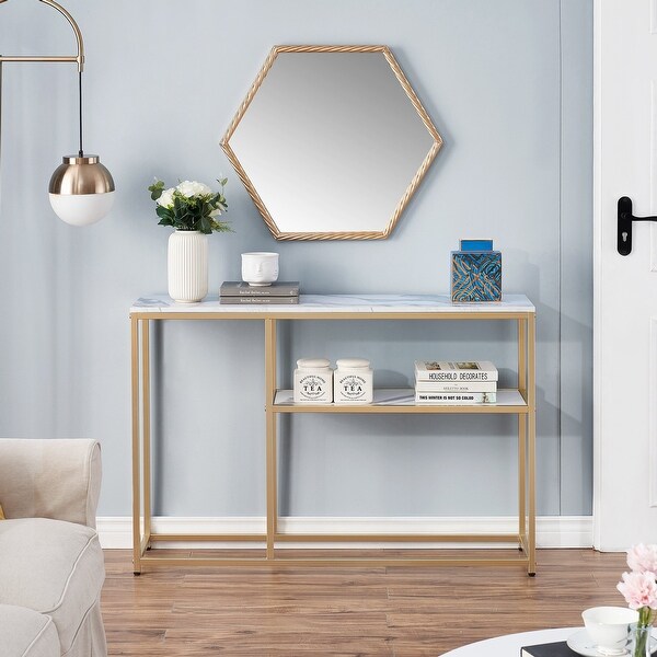 Mcombo Narrow Console Table, Sofa Table Small TV Entryway Table with Storage Shelf, Buffet Table for Hallway Living Room