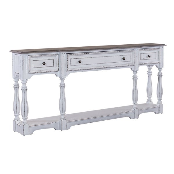Magnolia Manor Antique White Weathered Bark 72 Inch Hall Console Table