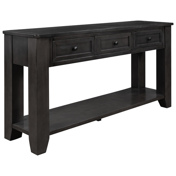 55'' Modern Console Table Sofa Table for Living Room, End Table Study Table with 3 Drawers and 1 Shelf for Hallway, Entryway