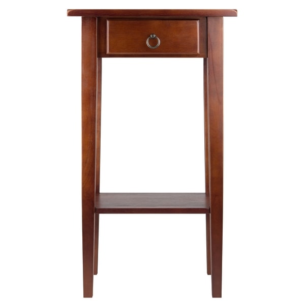 Wooden End Side Table with Drawer, Shelf