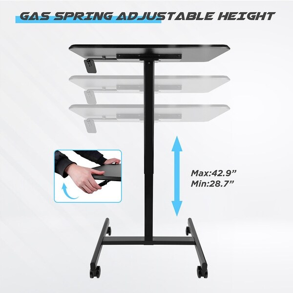 Mobile Table Side Table, Height-Adjustable from 28.5