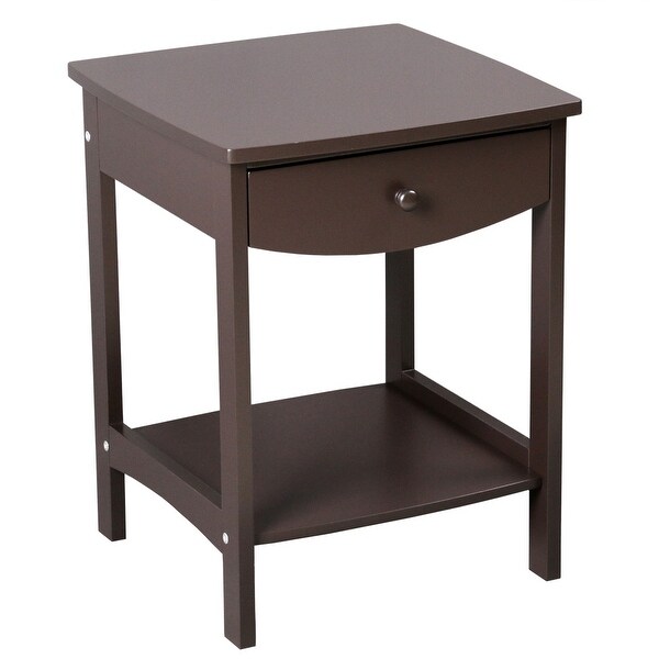 Coffee Side Table with Two Drawers Coffee - 17.32 x 17.32 x 21.85 INCH